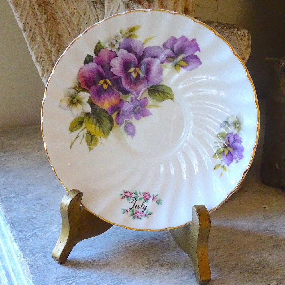 Vintage The Butchart Gardens July Pansies Cottagecore Decor Tea Party Saucer